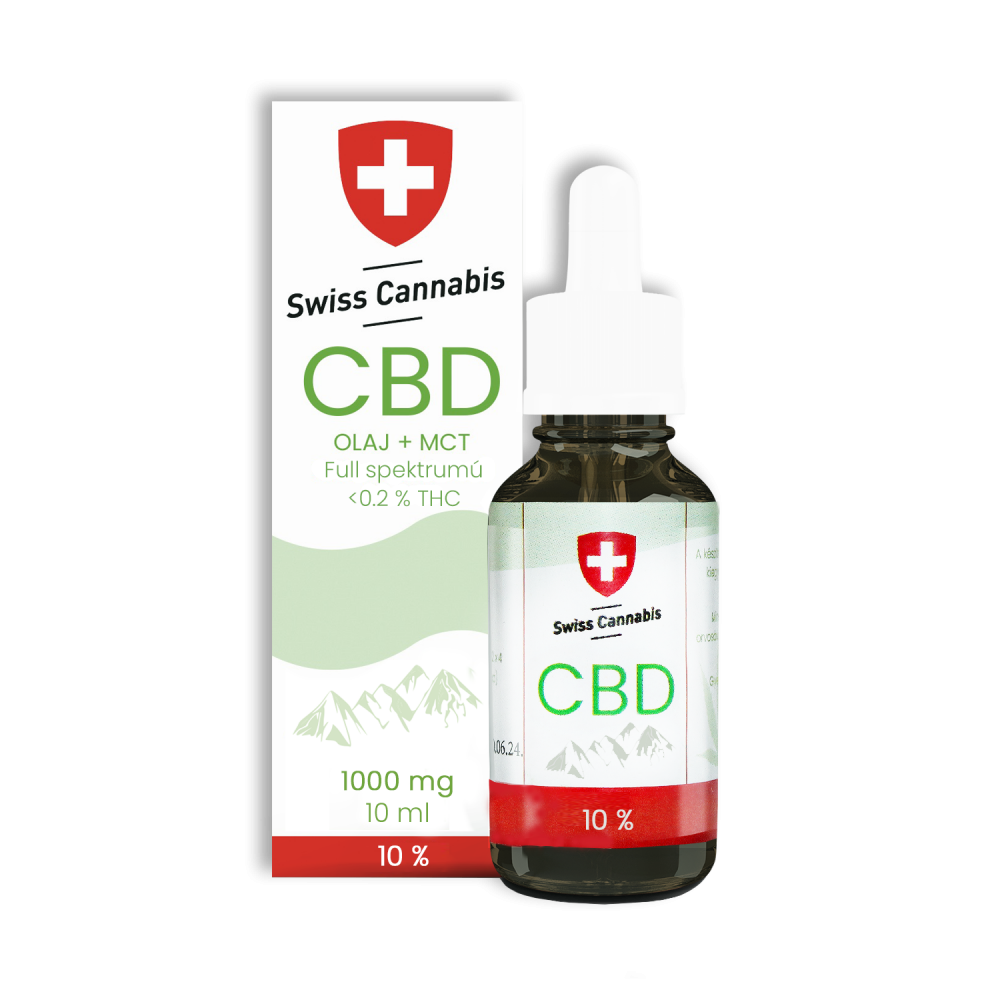 FULL spektrum Swiss Cannabis CBD+MCT olaj 10% - 1000mg/10ml