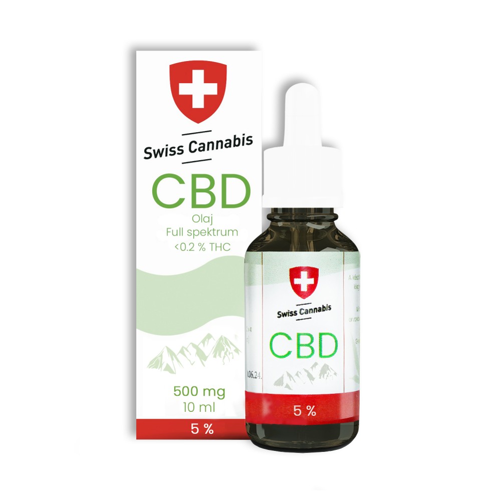 FULL spektrum Swiss Cannabis CBD+MCT olaj 5% - 500mg/10ml